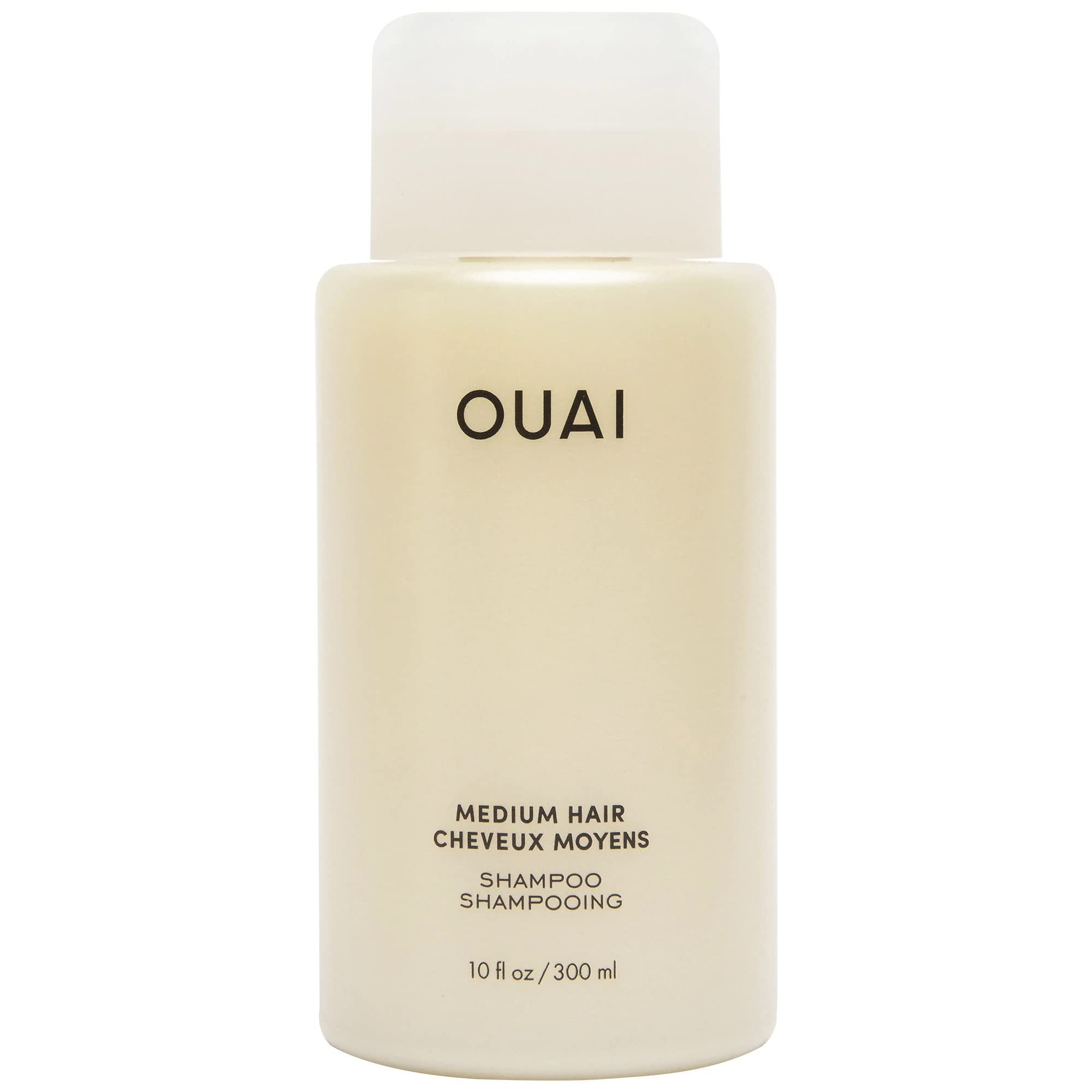 OUAI Medium Shampoo + Conditioner Set - Nourishes with Babassu and Coconut Oils, Strengthens with Keratin & Adds Shine with Kumquat Extract - Free of Parabens, Sulfates & Phthalates - 10 fl oz Each