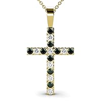 Emerald & Natural Diamond (SI2-I1, G-H) Cross Pendant 0.80 ctw 14K Gold. Included 16 Inches 14K Gold Chain.