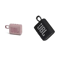 JBL GO 3 Small Bluetooth Box in Pink - Waterproof Portable Speaker for Travel & GO 3 Small Bluetooth Box in Black - Waterproof Portable Speaker for Traveling (Pack of 1)