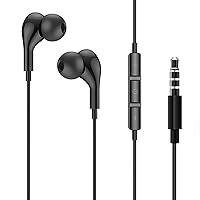Headphones Wired with Microphone,3.5mm Wired Earbuds for School Chromebook,Plane Travel,in-Ear Earphones Compatible with Laptop, PC,iPad, Android, iPhone,Computer, Most with 3.5mm Jack,Black