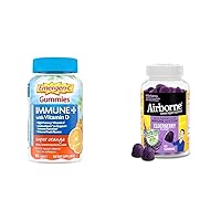 Immune+ Immune Gummies, Vitamin D Plus 750 mg Vitamin C, Immune Support Dietary Supplement & Airborne Elderberry + Zinc & Vitamin C Gummies for Adults, Immune Support Vitamin D