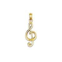 14k Polished Open-Backed Treble Clef Pendant Fine Jewelry Gift For Her For Women
