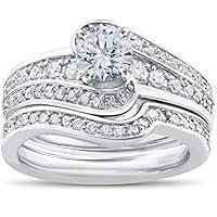 0.80 Ct Round Diamond Antique Solitaire Wedding Anniversary Ring Set 14K White Gold Over