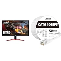 acer Nitro KG241Y Sbiip 23.8” Full HD (1920 x 1080) VA Gaming Monitor & Jadaol Cat 6 Ethernet Cable 50 ft, Outdoor&Indoor 10Gbps Support Cat8 Cat7 Network