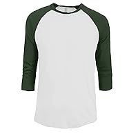 Premium 3/4 Sleeve Baseball Crew Neck Cotton Tshirt Raglan Shirt S-2XL