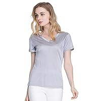 Women's Short Sleeve T-Shirt 100% Mulberry Silk V-Neck Knit Solid Color Bottoming Women's Clothing