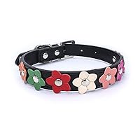 Colorful Flower Puppy Dog Collar Girl Cat Collars Black XS