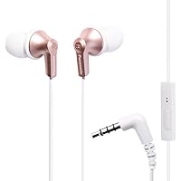 Panasonic ErgoFit Wired Earbuds, In-Ear Headphones with Microphone and Call Controller, Ergonomic Custom-Fit Earpieces (S/M/L), 3.5mm Jack for Phones and Laptops - RP-TCM125-N (Rose Gold)