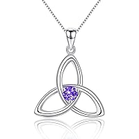 JIANGXIN Irish Celtic Triquetra Knot Birthstone 925 Sterling Silver Pendant Necklace for Women Rhodium Plated Healthcare Fine Jewelry