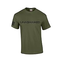 Unashamed Cross American Flag Mens Christian Short Sleeve T-Shirt Graphic Tee