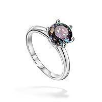 Moissanite Engagement Ring for Women, 2CT BLACK/PINK/YELLOW/RAINBOW/SEA BLUE/D-E/Crystal AB Moissanite Solitaire Promise Rings, D Color VVS1 Simulated Diamond 925 Sterling Silver Rings