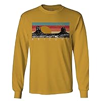 Vintage Retro Graphic Style Arizona State Desert Gift Sunset Mountains Long Sleeve Men's