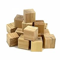 36 Pc Craft Blocks Natural Wooden Cubes Unfinished Hardwood Square Wood 1.25