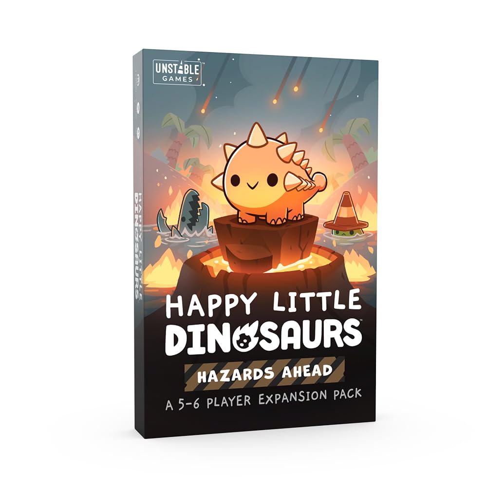 TeeTurtle Unstable Games - Happy Little Dinosaurs Hazards Ahead Expansion - Designed to be Added to Your Happy Little Dinosaurs Base Game - Perfect for Game Night!