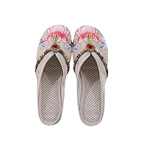 Round Toe Embroidered Slippers Women Ethnic Casual Mules With Tassel Low Heeled Female Summer Slides