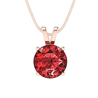 2.05ct Round Cut unique Fine jewelry Natural Scarlet Red Garnet Gem Solitaire Pendant With 18