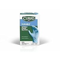 Curad Nitrile Exam Gloves, Durable, Powder Free, Chemical Resistant, One Size Fits Most, 100 Count