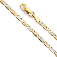 14ct Yellow Gold White Gold and Rose Gold 2.6mm Necklace Jewelry for Women - Length Options: 41 46 51 56 61