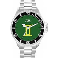Green Gemini Mens Wrist Watch 42mm Case Custom Design