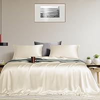 Linenwalas Eucalyptus Tencel Lyocell Sheets Set Twin XL Size - Cooling Breathable Silk Soft, 1 Fitted 1 Flat and 1 Pillowcases (Twin XL/Ivory)