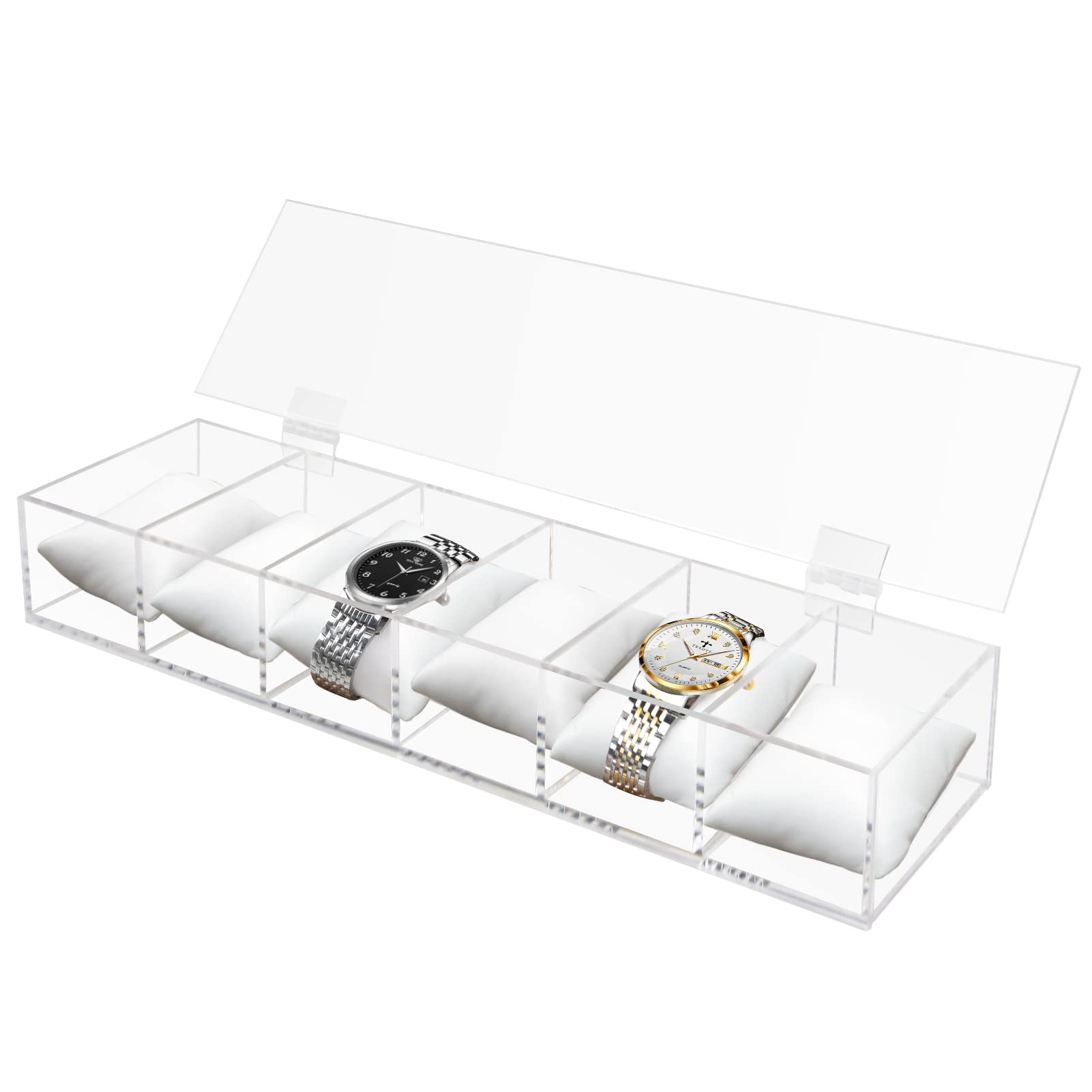 Ptaedex Watch Box Organizer for Men Women, 6 Slot Acrylic Watch Holder Display Case Organizer Jewelry Storage