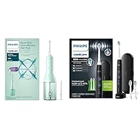 Philips Sonicare Cordless Power Flosser 3000 - Mint & ProtectiveClean 5300 Rechargeable Electric Power Toothbrush, Black, HX6423/34