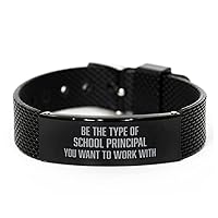 Inspirational School Principal Black Shark Mesh Bracelet, Be The Type of School Principal You Want to Work with, Best Birthday for School Principal