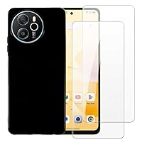 Case Cover Compatible with Blackview Shark 8 + [2 Pack] Screen Protector Tempered Glass Film - Soft Flexible TPU Silicone for Blackview Shark 8 (6.78 inches) (Black)