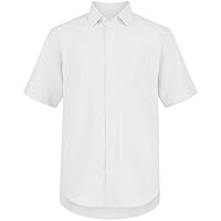 Nautica Boys' School Uniform Short Sleeve Button-Down Oxford Shirt, Chest Pocket, Breathable Fabric