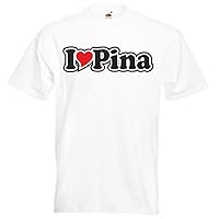 T-Shirt Man Black - I Love with Heart - Party Name Carnival - - I Love Pina