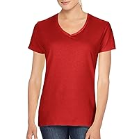 Gildan Women's Softstyle V-Neck T-Shirt - Small - Red