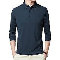 Male Classic Solid Slim Fit Tee Shirt, Men Polo Shirt, Cotton Long Sleeve Polo Shirts