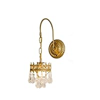 Wmdtr Retro French Traditional Crystal Wall Lamp Crown Indoor Decorations Wall Light, Copper G4 Wall Sconces for Bedroom Light Living Room Bedside Aisle