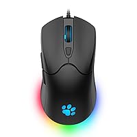 Gaming Mouse Wired, 9600 DPI RGB Gaming Mice, 6 Color Backlight, 6 Programmable Buttons, 7 Adjustable DPI, 1000 CPI Ergonomic Optical Mouse for Windows/Computer/PC/Mac/Laptop - Black