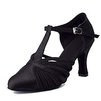 Women's Fashion Comfort T-strap Closed Toe Snakeskin Leather Salsa Tango Ballroom Latin Modern Dance Wedding Shoes