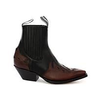 Grinders Arizona HI Unisex Leather Cuban Heel Cowboy Boots Black