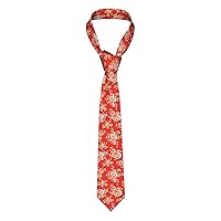 Men'S Tie Funny Neckties Chinese-Asia-Floral-Red-Plaid Mens Tie Party Business Neckties Soft Ties