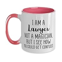 I Am A Lawyer Not A Magician, Lawyer Mug, for Lawyer Pink Accent Two Tone Mug