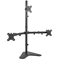 VIVO Triple LCD LED Computer Monitor Desk Stand, Free Standing Heavy Duty Fully Adjustable Mount for 3 Screens up to 30 inches STAND-V003E