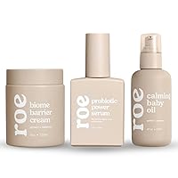 Roe Wellness- Power Trio Biome Barrier Cream, Probiotic Power Serum & Calming Baby Oil | Hydrating, Soothing, Clean Ingredients & Safe For All Skin