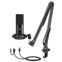 Zhong USB Gaming Streaming Microphone Kit for Computer Arm Stand Mute Button&Gain Studio Mic for Podcast Recording