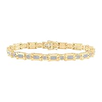 10K Yellow Gold Mens Diamond Stylish Link Bracelet 1/2 Ctw.