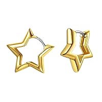 FindChic Hypoallergenic Small Star/Heart/Spike/Square Huggie Earrings for Women 18K Gold/Platinum Plated Cute Girls' Studs