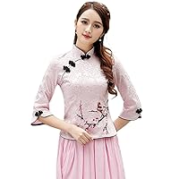 Embroidery Cheongsam Top Women Slim Elegant Traditional Chinese Clothes China Shirts Suit Blouse Ethnic Style