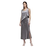 Women Plain Crepe Section Silk Solid Color Split Skirt
