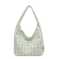 NANYONGYU Large Capacity Tote Bag, Women's Shoulder Bag, Cute Square Checkered Canvas Material, Handbag, For Work or School