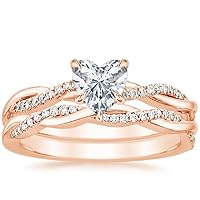 1 CT Moissanite Band Moissanite Cross-Over Anniversary Ring Promise Gifts for Her Heart Cut Solitaire Engagement Rings