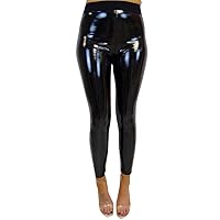 Womens Pencil Pants Artificial Patent Leather Straight Leg Casual Stretch Skinny Fashion Slim Long Cropped Leggings
