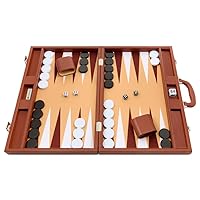 Silverman & Co. 19-inch Premium Backgammon Set - Desert Brown Board