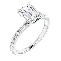 1 CT Emerald Cut VVS1 Colorless Moissanite Engagement Ring Set, Wedding/Bridal Ring Set, Sterling Silver Vintage Antique Anniversary Perfect Ring Sets Gift for Her